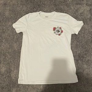 A obey worldwide light blue tee and a size small.